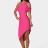 bebe1357_fuschia_2_ef175ec9-6887-4bc7-88a3-257418b7e901 Asymmetrical High Slit Bandage Midi Dress