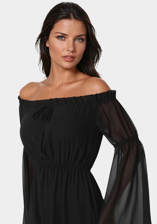 bebe2151_black_4_3266ffa9-f290-43f3-99cc-34eabd45c766 Off the Shoulder Bell Sleeve Maxi Dress
