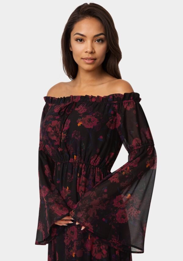 Off the Shoulder Bell Sleeve Maxi Dress